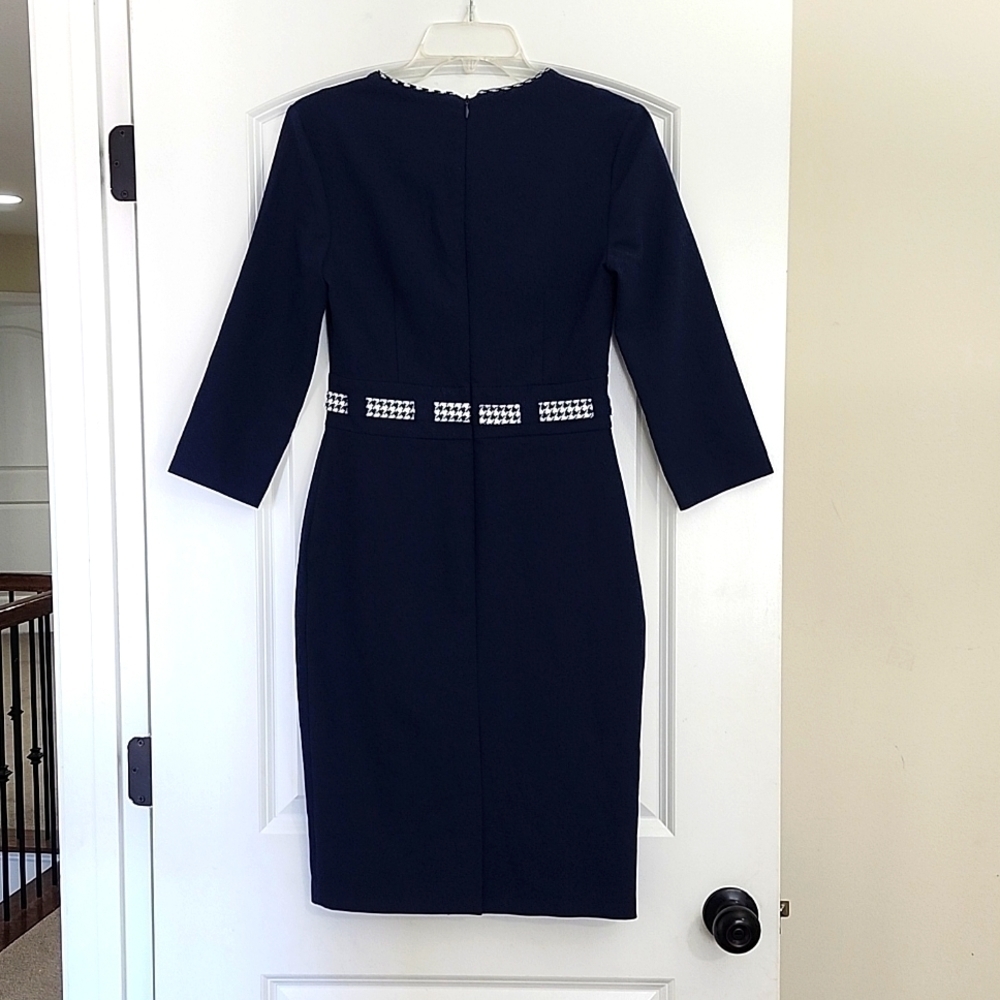 LAFILAZZI OF ITALY NAVY BLUE & WHITE ALINE DRESS SIZE 36 (XSMALL) $MSRP 260 - Picture 10 of 16